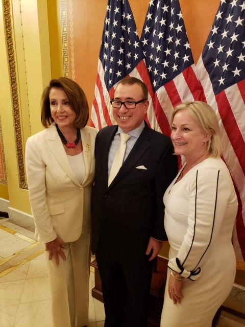 Businessman Guzel with Congresswoman Wild and Nancy Pelosi, Speaker of House.